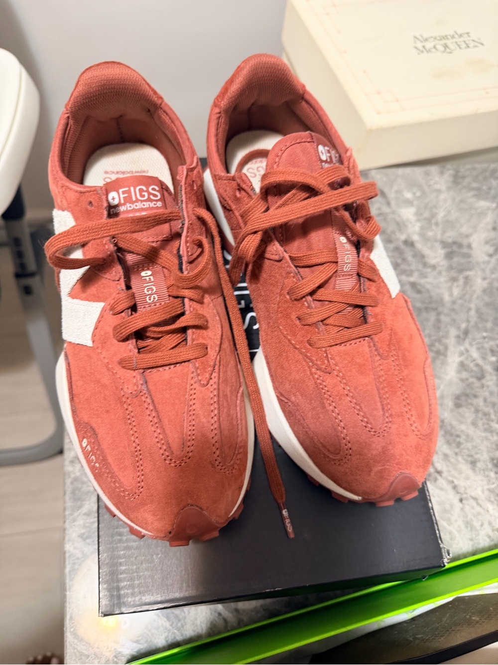 New Balance Women's Terracotta Suede Runners with White 'N'